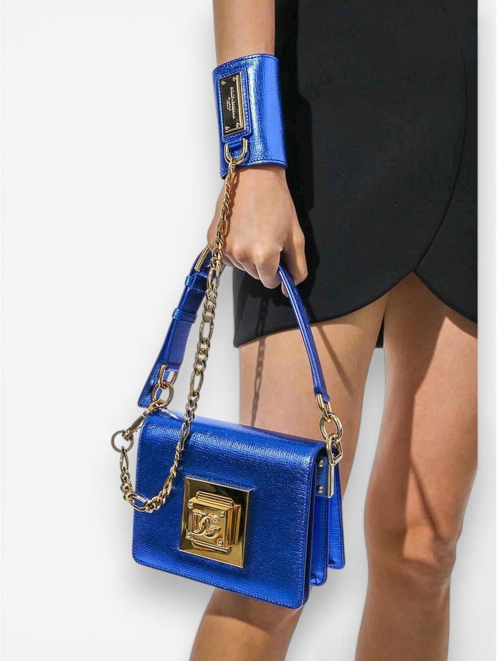 Dolce & Gabbana Bella Metallic Foiled Leather Shoulder Crossbody Bag Rare | NWT